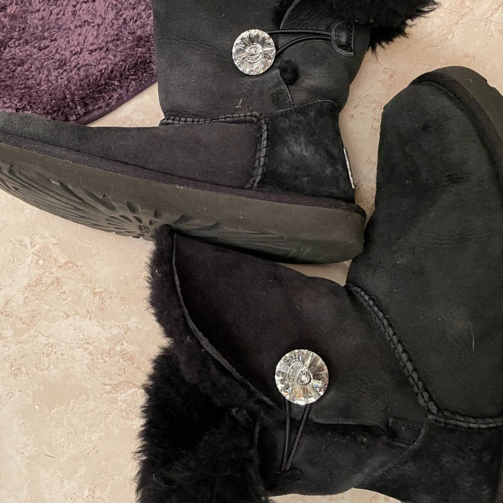 Ugg Black Mini Bailey Button Bling Boot - image 3